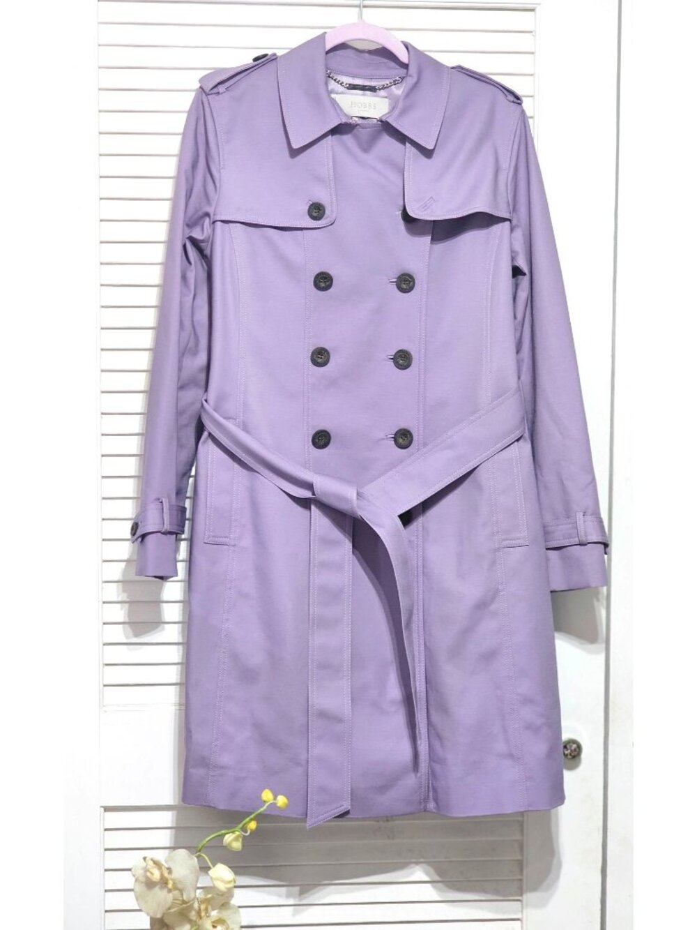 NWOT Hobbs London Women's Lavender Saskia Double-Breasted Trench Coat Sz 10 3299 - Picture 13 of 16